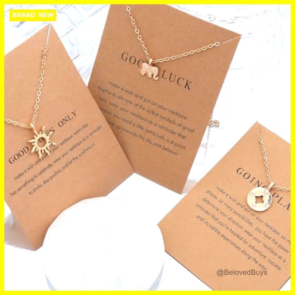 9 Piece Gold Plated Necklace Set with Butterfly Pendant Choker - Picture 4 of 7